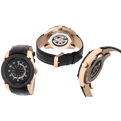 Black Dial, Rose Gold Stainless Steel Case,Black Strap