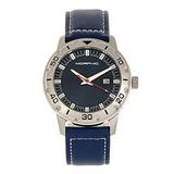 Morphic M71 Series Quartz Blue Genuine Leather Silver Men's Watch with Date MPH7102 screenshot. Watches directory of Jewelry.