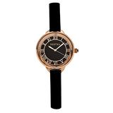 Bertha Madison Sunray Dial Leather-Band Watch - Black/Rose Gold screenshot. Watches directory of Jewelry.