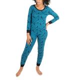 Leveret Women's Sleep Bottoms Moon - Teal Moon Long-Sleeve Pajama Set - Women screenshot. Pajamas directory of Lingerie.