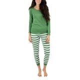 Leveret Women's Sleep Bottoms - Green Stripe Pajama Set - Women screenshot. Pajamas directory of Lingerie.