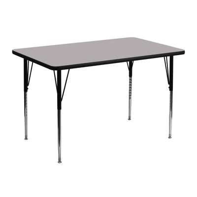 Flash Furniture 30''W x 48''L Rectangular Grey Thermal Laminate Activity Table - Standard Height Adj