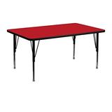 Flash Furniture 24''W x 48''L Rectangular Red HP Laminate Activity Table - Height Adjustable Short L screenshot. Learning Toys directory of Toys.