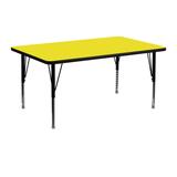 Flash Furniture 24''W x 48''L Rectangular Yellow HP Laminate Activity Table - Height Adjustable Shor screenshot. Learning Toys directory of Toys.