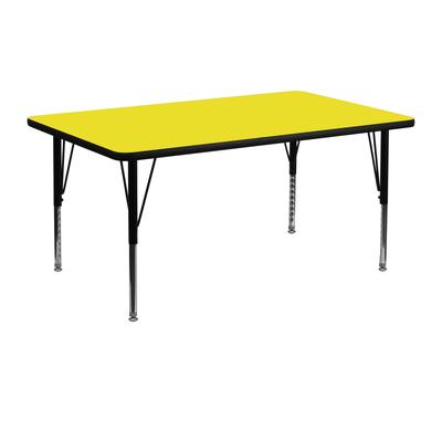 Flash Furniture 24''W x 48''L Rectangular Yellow HP Laminate Activity Table - Height Adjustable Shor