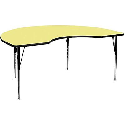 Flash Furniture 48''W x 72''L Kidney Yellow Thermal Laminate Activity Table - Standard Height Adjust