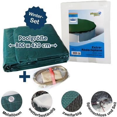 Abdeckplane für 800x420cm Acht-/Oval Pools und Schwimmbecken - 160 g/m² extra Winterschutz und Image