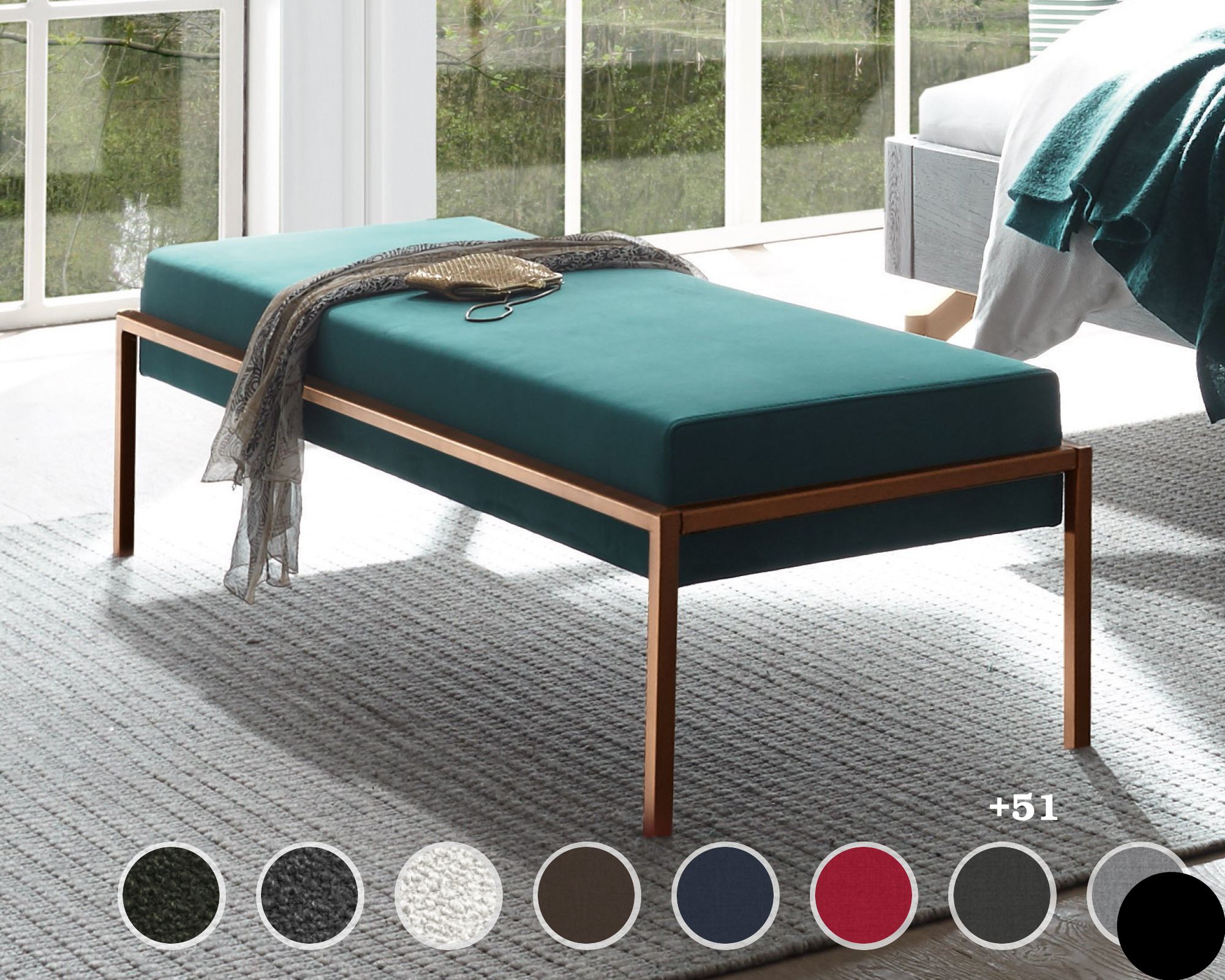 Hasena Bettbank Topa Bronze / PK3 Ranch 663 indigo