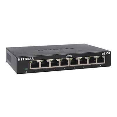 NETGEAR 8-Port Gigabit Ethernet Unmanaged Switch (GS308) - Desktop, Sturdy Metal Fanless Housing