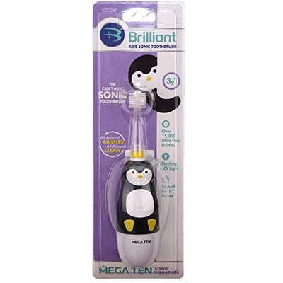 Brilliant Kids Sonic Toothbrush Penguin Character with MegaTen Sonic Vibration - with Led Light - Su