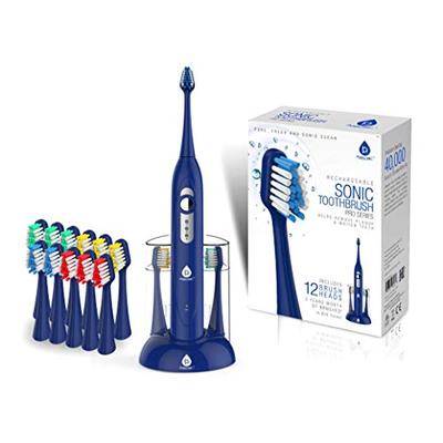 Pursonic S430 High Power Rechargeable Electric Sonic Toothbrush with 12 Brush Heads & Storage Charge