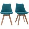 Chaises scandinaves en tissu bleu canard et bois clair (lot de 2) matilde