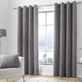 Curtina Kilbride Cord-Chenille Pair of Eyelet Curtains, Fabric, Charcoal, 66" Width x 72" Drop (168 x 183cm)