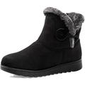 Vunavueya Womens Winter Warm Snow Boots Ladies Slip On Fur Lined Ankle Booties Outdoor Flat Walking Shoes Black -B Size 7 UK_260
