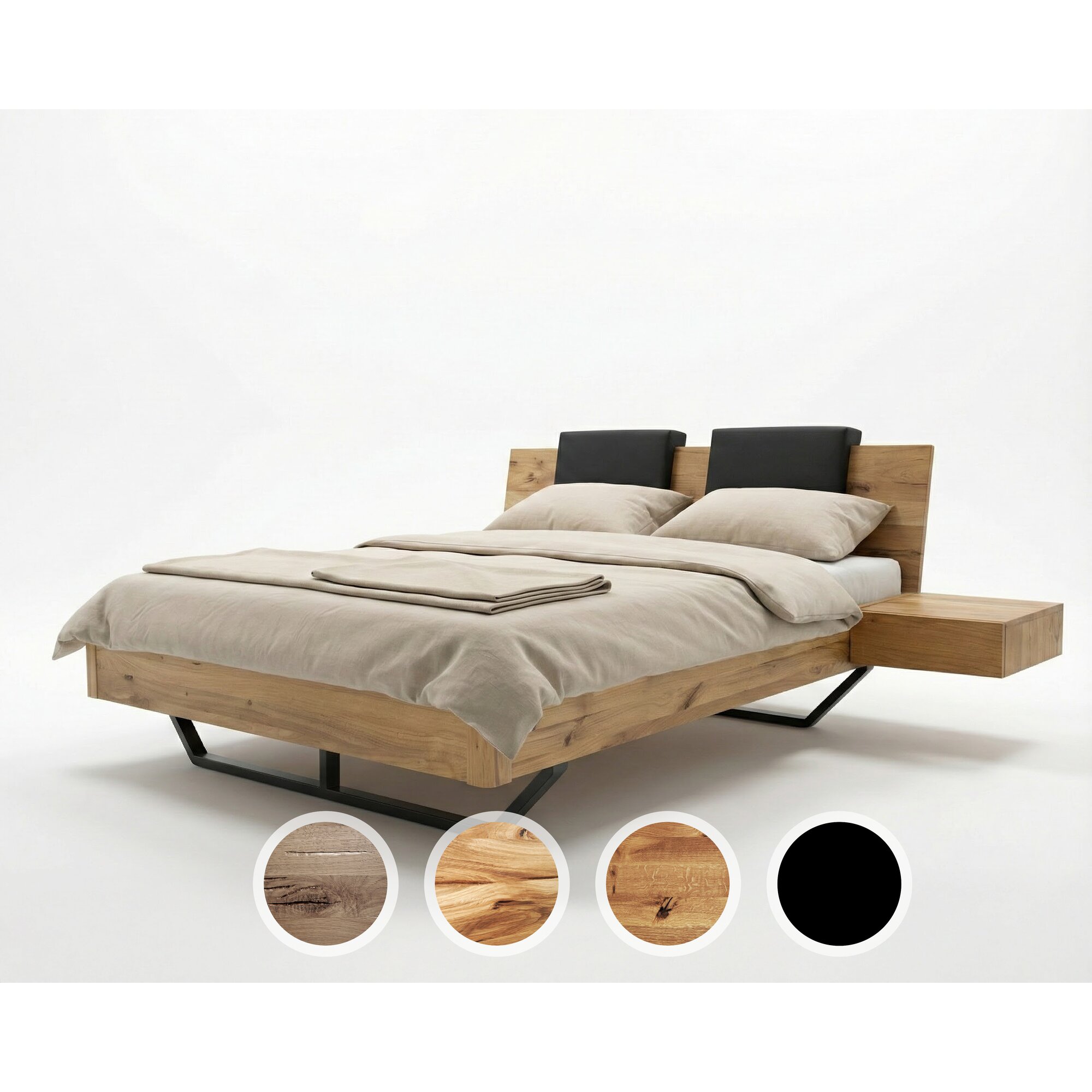 BlackWood »Dolce Vita II« Wildeiche Massivholzbett 160x220 cm / Wildeiche rustic / ohne Kissen Image