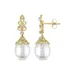 Belk & Co 9-9.5 Millimeter Cultured Freshwater Pearl And 1/10 Ct. T.w. Diamond Vintage Drop Earrings In 14K Yellow Gold