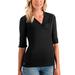 Women's Antigua Black Miami Marlins Accolade 3/4 Sleeve V-Neck Top