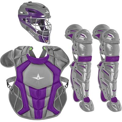 All Star System7 Axis NOCSAE Certified Two Tone Youth Pro Catcher's Kit - Ages 9-12 Graphite/Purple