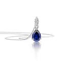 OROVI Jewelry Women 0.06 ct Diamond Necklace with Drop Pendant Gemstone/Birthstone Sapphire in Blue and Brilliant Chain in White Gold 9 Carat / 375 Gold, Length 45 cm