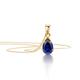 Orovi Jewelry Women Necklace with Drop Pendant Gemstone/Birthstone Sapphire in Blue Chain Yellow Gold 9 Carat / 375 Gold, Length 45 cm