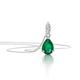 Orovi Jewelry Women 0.06 ct Diamond Necklace with Drop Pendant Gemstone/Birthstone Emerald in Green and Brilliant Chain in White Gold 9 Carat / 375 Gold, Length 45 cm