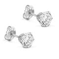 Orovi Jewelry Women White Gold 9 Carat / 375 Gold round Stud Zirconia Earrings