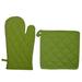 Dunroven House, Inc. Dunroven House, Inc Quilted 2-Piece Potholder & Oven Mitt Set Cotton in Green | 5 W in | Wayfair ORK104MP-LMG