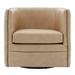 Armchair - Lark Manor™ Calzada 78.74cm Wide Top Grain Leather Swivel Armchair Wood/Genuine Leather in White/Brown | Wayfair