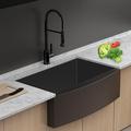 Lordear 30" L x 21" W Farmhouse Kitchen Sink w/ Sink Grid & Drain Assembly Stainless Steel in Gray | 10 H x 30 W x 21 D in | Wayfair LAB3021R1