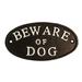 17 Stories Cast Iron Beware of Dog Warning Caution Sign Home front Door Garden Gate Plaque Metal | 3.75 H x 7 W x 0.25 D in | Wayfair