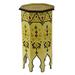 Bungalow Rose Handmade Moroccan Tall Table Light Yellow Wood/Solid Wood in Brown/Green/Yellow | 28.5 H x 14.75 D in | Wayfair