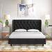 Etta Avenue™ Azariah Tufted Upholstered Low Profile Platform Bed Upholstered in Gray | 46 H x 59 W x 80 D in | Wayfair