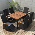 Longshore Tides Patio Dining Set Outdoor Table & Chairs Furniture Set Poly Rattan Wood/Metal/Wicker/Rattan in Black/Brown/White | Wayfair