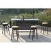 Three Posts™ Coggeshall Backless 5-Piece Patio Round Bar Set w/ Cushions & 82" Party Bar Metal in Black | 41.5 H x 82 W x 30 D in | Wayfair