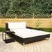 Red Barrel Studio® Patio Daybed 2-Person Garden Sun Lounge Bed w/ Cushions Poly Rattan Wicker/Rattan in Black | 28 H x 78.7 W x 52 D in | Wayfair