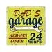 Winston Porter Dad's Garage 24 hrs - Unframed Graphic Art Print on Metal in Blue/Green/Red | 12 H x 12 W x 0.02 D in | Wayfair WNPR5413 40567178