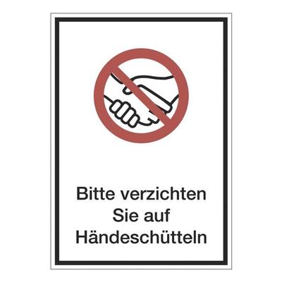 Marahrens Hinweisschild »Händeschütteln verzichten« 21 x 29,7 cm, 10 Stück weiß, 21x29.7 cm