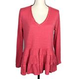 Anthropologie Tops | Anthro Deletta Thea Pink Tiered Peplum Top Petite | Color: Pink | Size: Mp