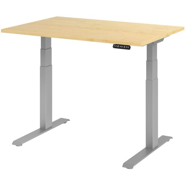 HAMMERBACHER Schreibtisch »Upper Desk« 120 cm breit und elektrisch höhenverstellbar bis 129 c braun, 120x129x80 cm