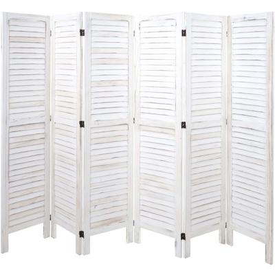 Hegele - Paravent HHG-531, Trennwand Sichtschutz Raumteiler, Shabby-Look 170x240cm weiß Image