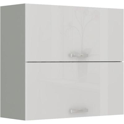 Küchen Preisbombe - Küche Hängeschrank 80 Bianca Weiß Hochglanz + Grau Küchenzeile Küchenblock Image