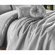 QM-Bedding® LEONA EMBROIDERED Luxury Satin Silk Duvet Quilt Cover Set Or Bed-Spread (Silver, Bed Throw + shams)