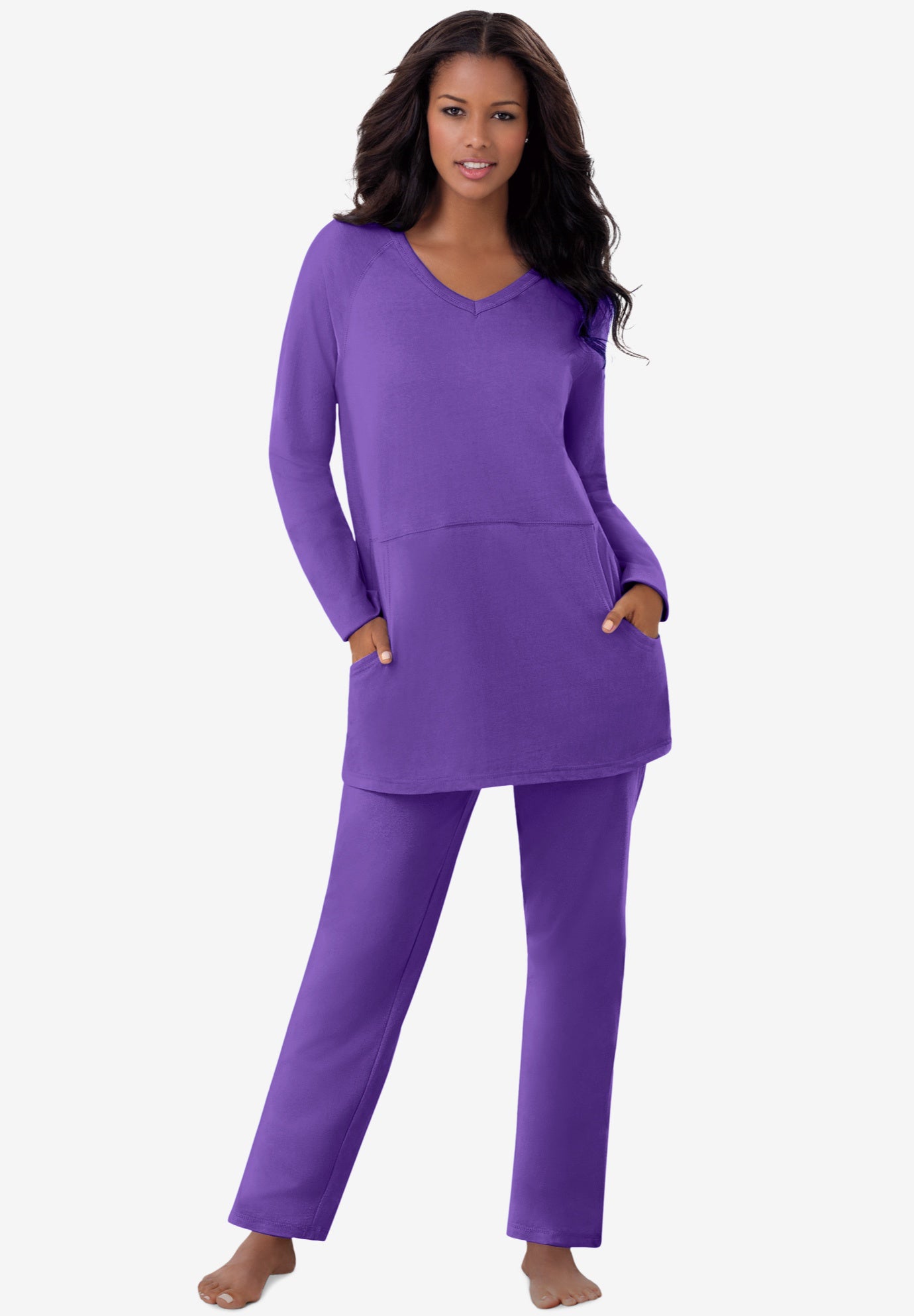Plus Size Women's 2-Piece Lounge Set by Dreams & Co. in Plum Burst (Size 3X) Pajamas