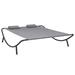 Arlmont & Co. Outdoor Chaise Lounge Patio Lounge Bed Sun Lounger w/ Pillows Fabric Metal in Gray | 17.7 H x 68.1 W x 78.7 D in | Wayfair