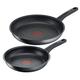 Tefal G12490 Titanium Fusion Pan Set 24 cm and 28 cm (Titanium Excellence Non-Stick Coating, Thermo-Spot, Hard Fusion Outer Layer, for All Cookers Including Induction), Black