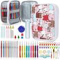 Katech Crochet Hooks Kit with Case, 85-Piece, Ergonomic Crochet Needles Weave Yarn Kits DIY Hand Knitting Art Tools for Beginners and Experienced Crochet Lovers