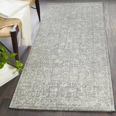 Sigel 6'7" x 9' Traditional Charcoal/Light Beige/Medium Gray/Peach/MediumGray/LightBeige/Medium Gray/Peach Area Rug - Boutique Rugs