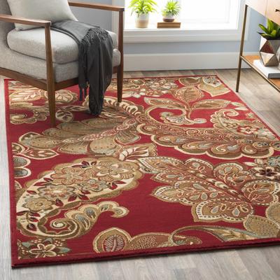 Beedeville 7'10" Round Traditional Dark Brown/Charcoal/Black/Light Green/Mustard/Olive/Red/LightGreen/DarkBrown/Light Green/Dark Brown Area Rug - Boutique Rugs
