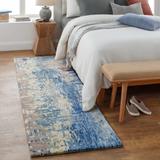 Aspers 9' x 13' Modern Wool Dark Blue/Blue/Ice Blue/Ivory/Light Brown/Navy Area Rug - Hauteloom