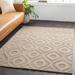 Hundred 6' Round Solid & Border Modern Moroccan Trellis Wool Tan/Beige Area Rug - Hauteloom